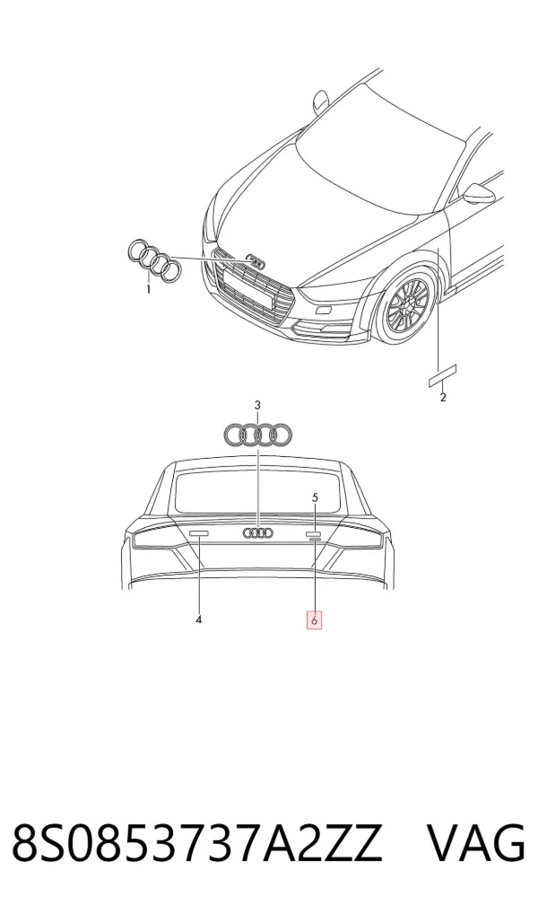 Емблема кришки багажника 8S0853737A2ZZ VAG
