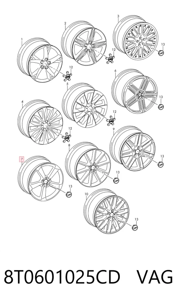 Диски колісні литі (легкосплавні, титанові) 8T0601025CD VAG
