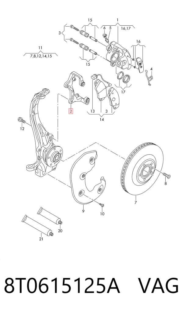 Скоба супорту переднього 8T0615125A VAG