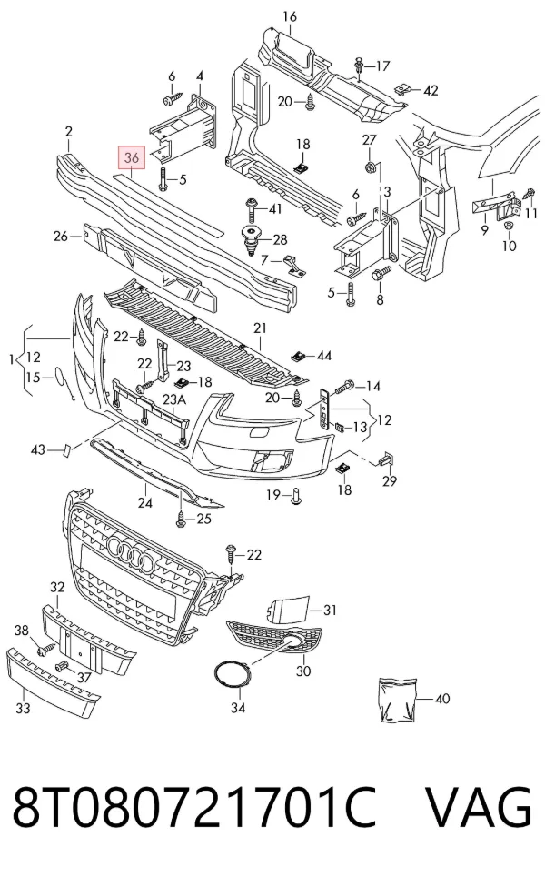 Накладка бампера переднього 8T080721701C VAG