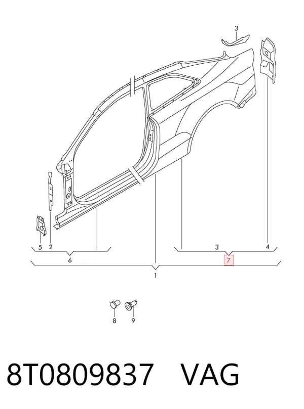 Крило заднє ліве 8T0809837 VAG