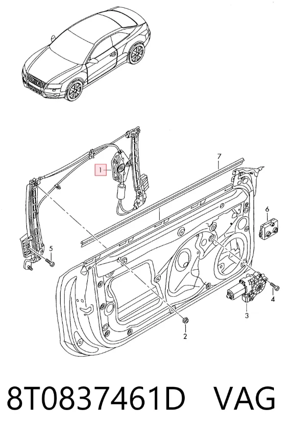 Склопідйомник передньої лівої двері 8T0837461D VAG