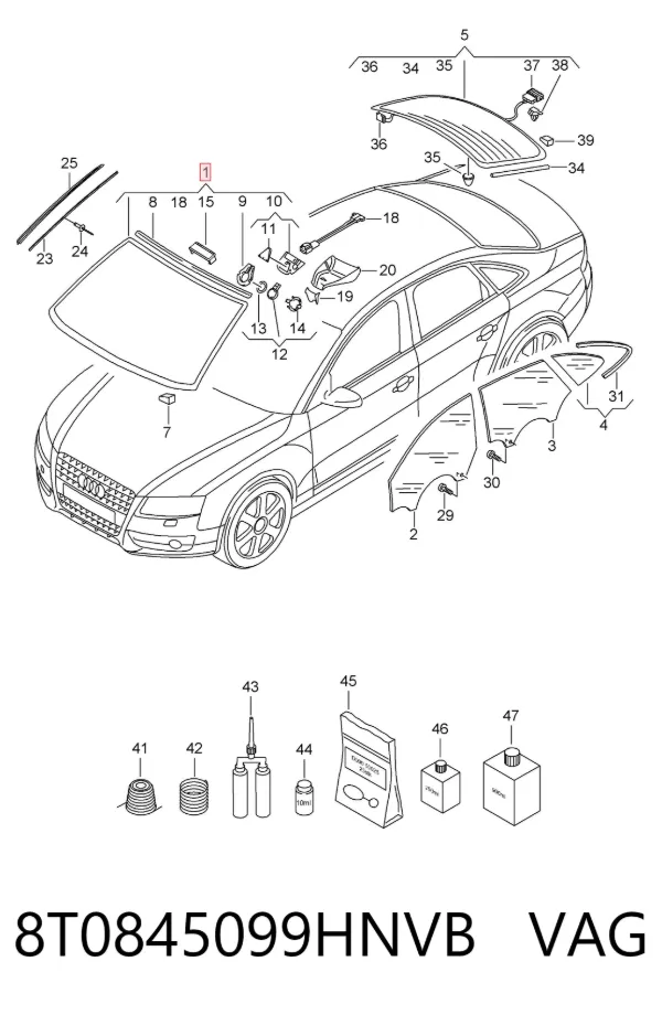 Лобове скло Audi A5 8T3