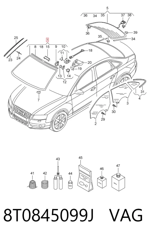 Лобове скло 8T0845099J VAG