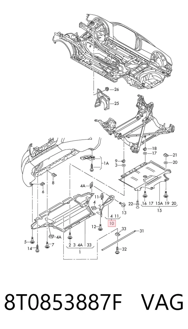 Захист бампера переднього 8T0853887F VAG