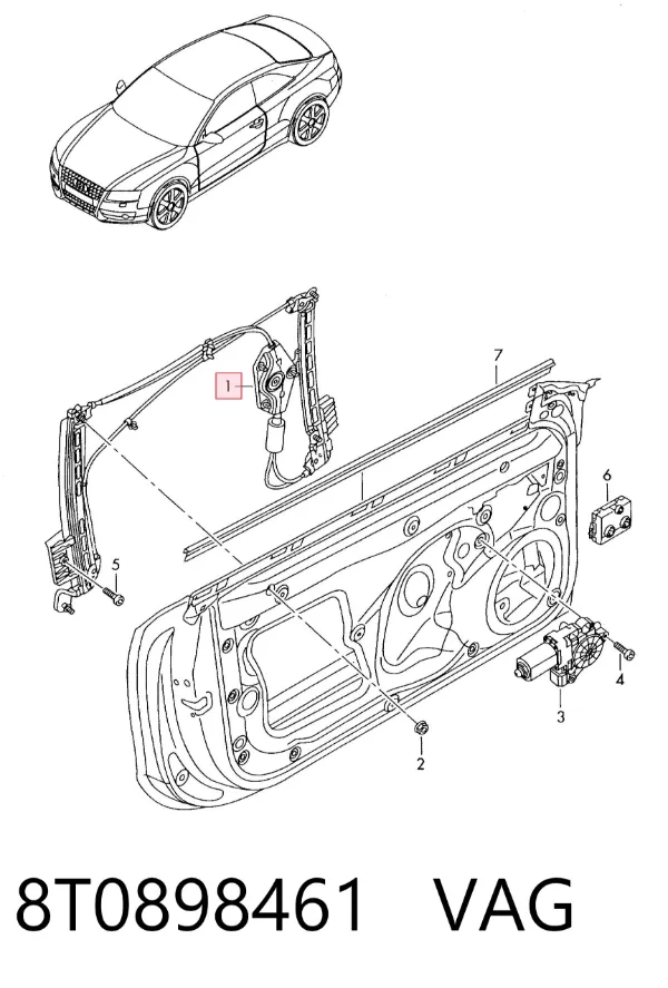 Склопідйомник передньої лівої двері 8T0898461 VAG