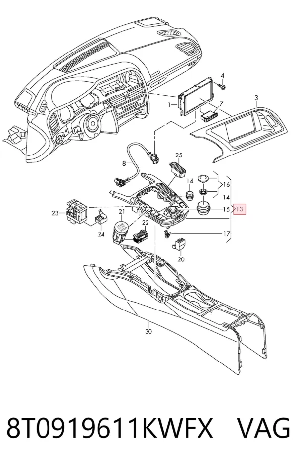 Пульт керування магнітолою 8T0919611KWFX VAG