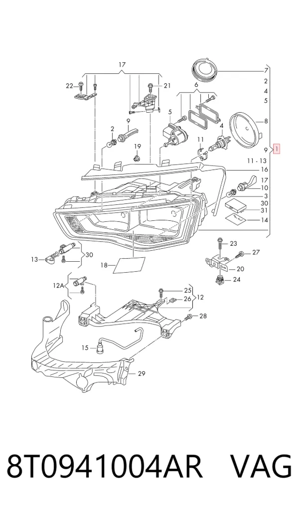 Фара права 8T0941004AR VAG