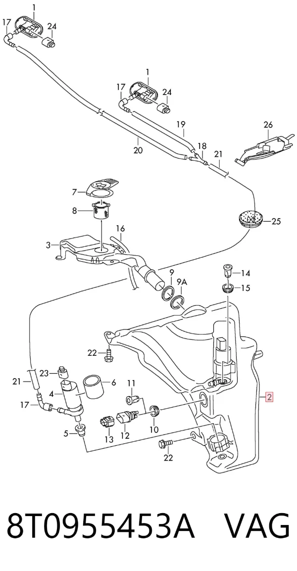 Бачок омивача 8T0955453A VAG