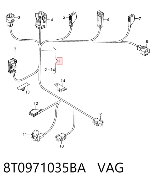 Джгут проводів передньої двері 8T0971035BA VAG