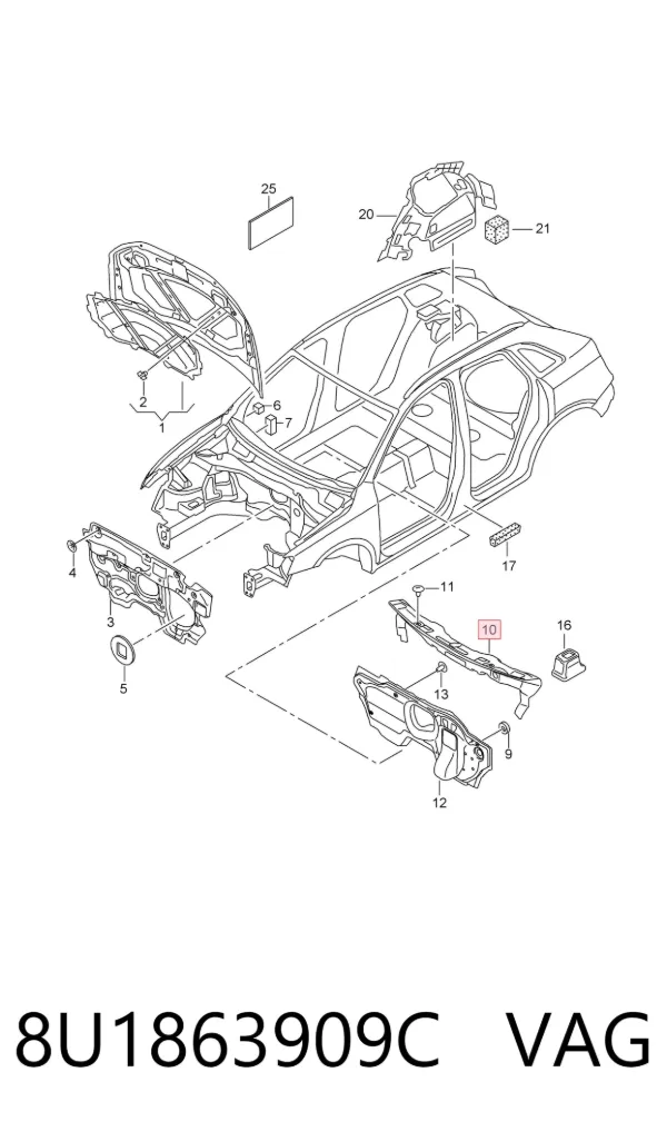 Шумоізоляція моторного щита 8U1863909C VAG