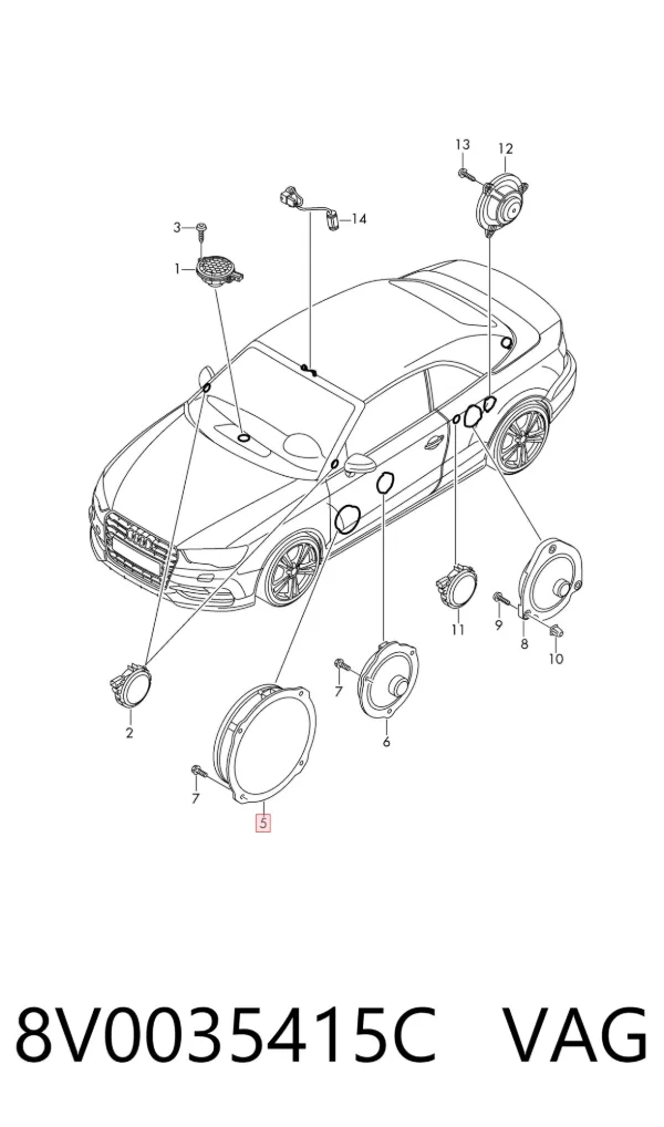Динамік передньої двері 8V0035415C VAG