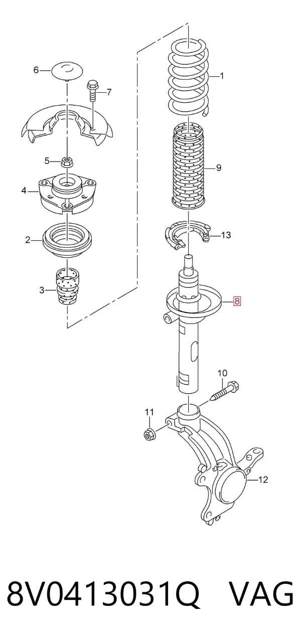 Амортизатор передній 8V0413031Q VAG