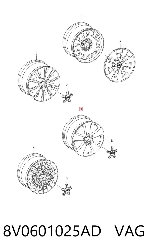 Диски колісні литі (легкосплавні, титанові) 8V0601025AD VAG