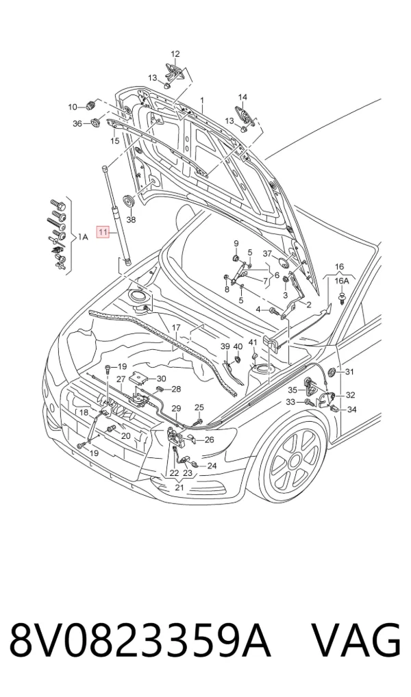 Амортизатор капота 8V0823359A VAG
