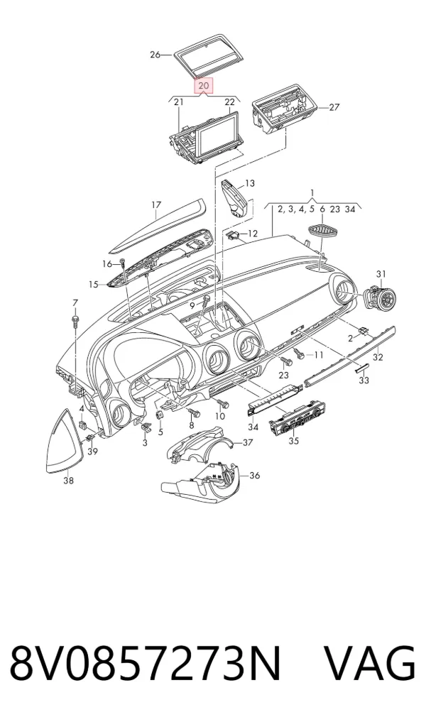 Дисплей багатофункціональний 8V0857273N VAG