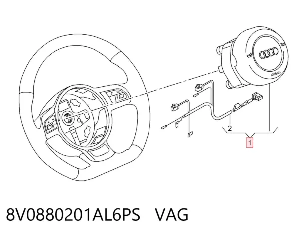 Подушка безпеки, водійська, AIRBAG 8V0880201AL6PS VAG