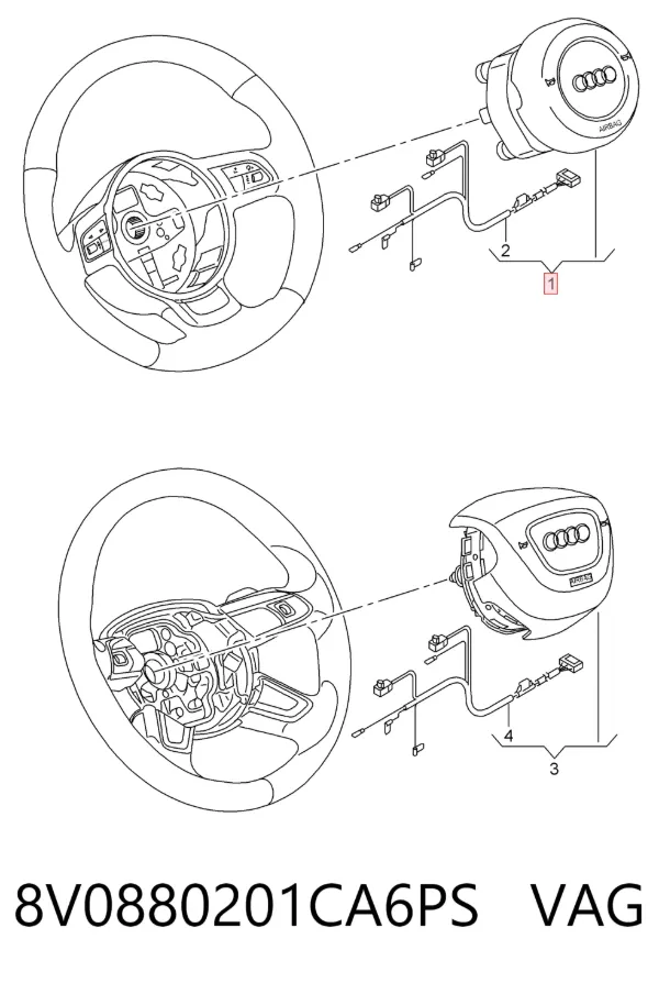 Подушка безпеки, водійська, AIRBAG 8V0880201CA6PS VAG