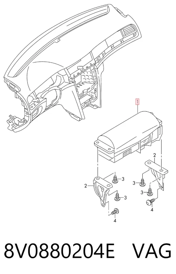 Подушка безпеки, пасажирська, AIRBAG 8V0880204E VAG