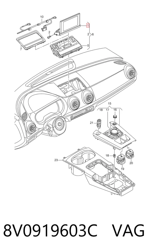 Дисплей багатофункціональний 8V0919603C VAG