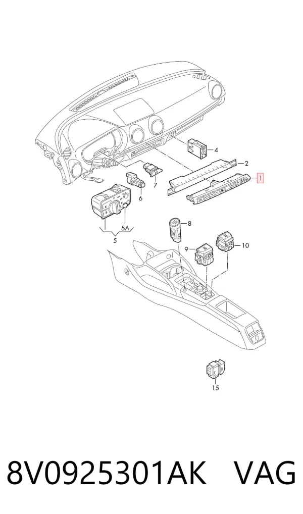 Блок кнопок центральної консолі 8V0925301AK VAG