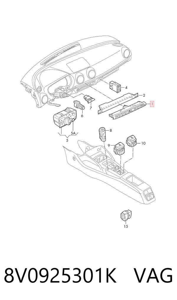 Блок кнопок центральної консолі 8V0925301K VAG