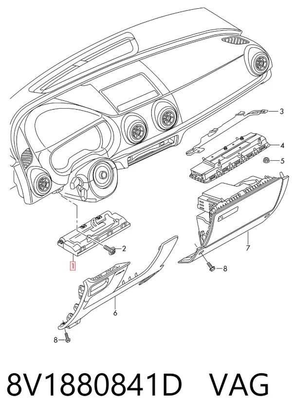 Подушка безпеки, водійська, AIRBAG, захисту колін 8V1880841D VAG