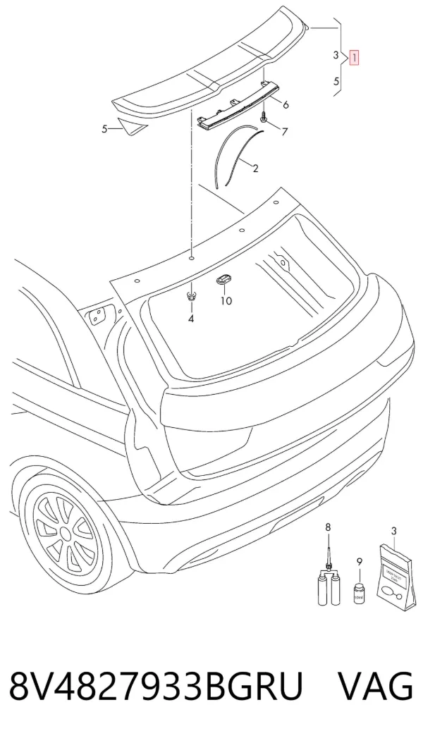 Спойлер 3/5-й, задніх дверей 8V4827933BGRU VAG