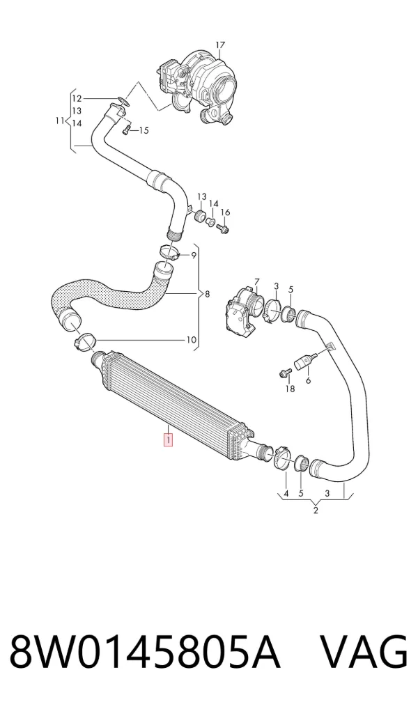 Інтеркулер 8W0145805A VAG