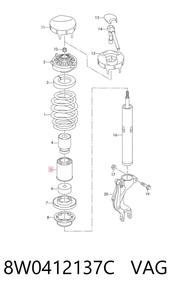 Пильник амортизатора переднього 8W0412137C VAG