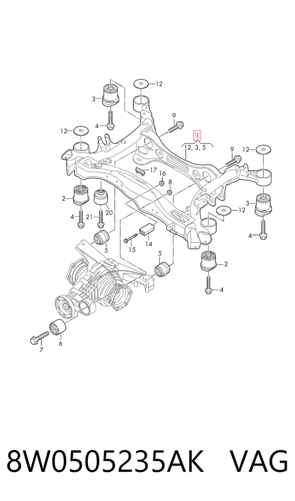 Балка задня 8W0505235AK VAG