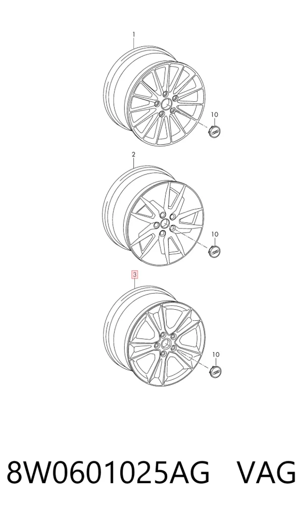 Диски колісні литі (легкосплавні, титанові) 8W0601025AG VAG