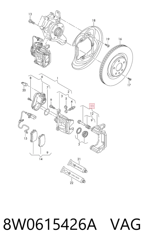 Скоба супорту заднього 8W0615426A VAG