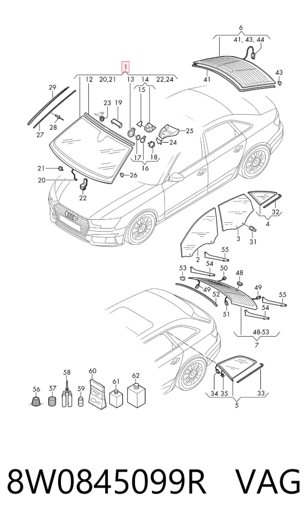 Лобове скло 8W0845099R VAG