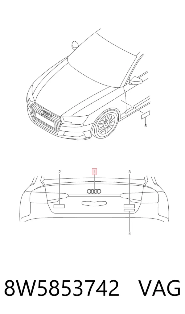 Емблема кришки багажника 8W5853742 VAG