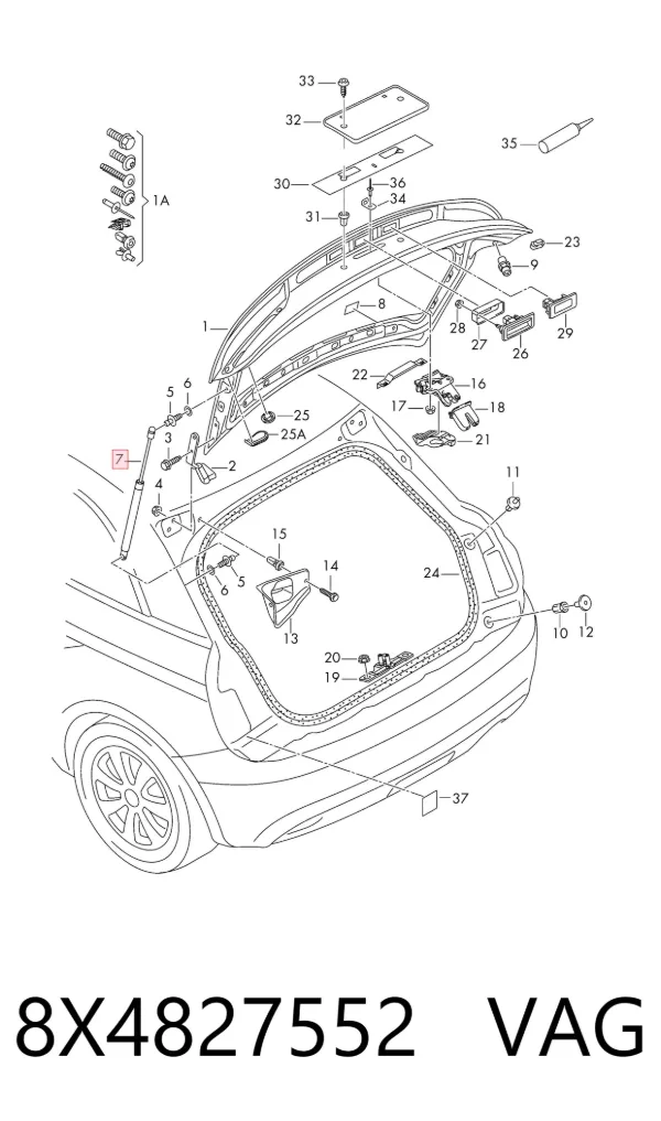 Амортизатор багажника 8X4827552 VAG