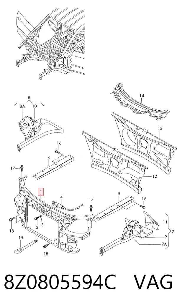 Рамка радіатора 8Z0805594C VAG