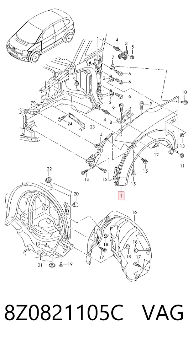 Крило переднє ліве Audi A2 8Z0