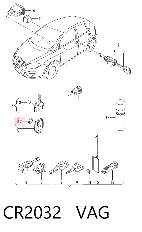 Батарейка брелока CR2032 VAG