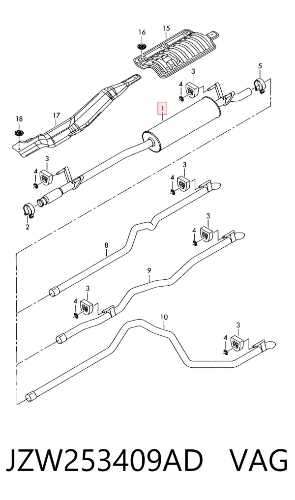 Глушник, центральна частина JZW253409AD VAG