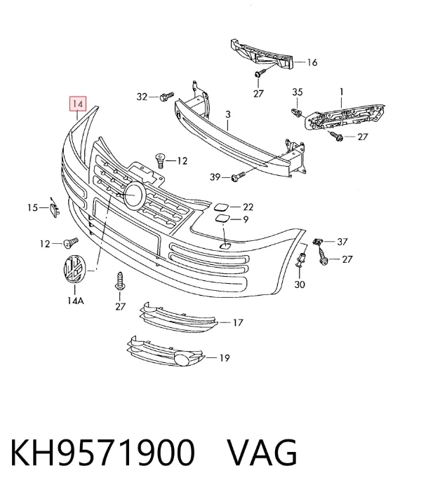 Передній бампер KH9571900 VAG