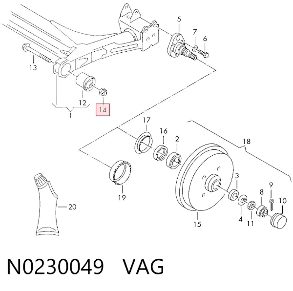 Болт/гайка кріплення N0230049 VAG