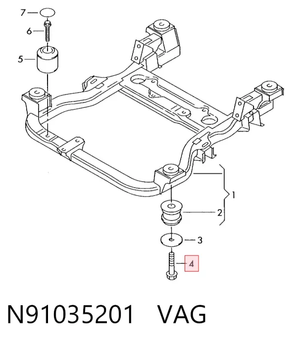 Болт подушки рами кузова N91035201 VAG