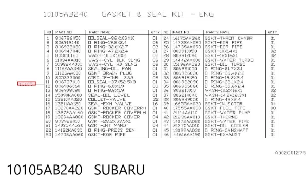 Комплект прокладок 10105AB240 Subaru