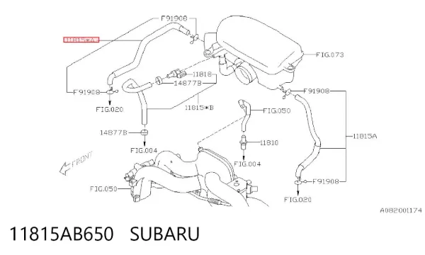 Патрубок вентиляції картера 11815AB650 Subaru