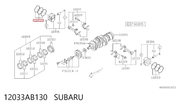 Кільця поршневі комплект на мотор, STD. 12033AB130 Subaru
