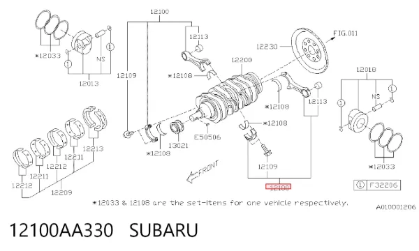 Шатун поршня двигуна 12100AA330 Subaru