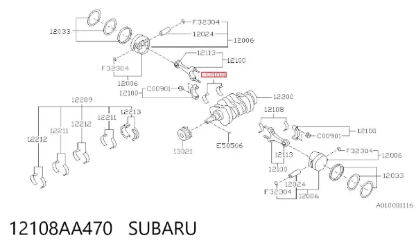 Вкладиші шатунні 12108AA470 Subaru