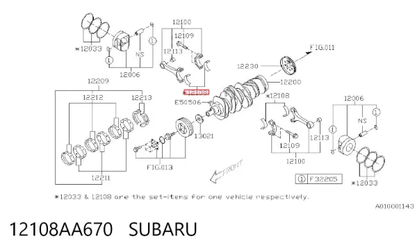 Вкладиші шатунні 12108AA670 Subaru