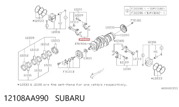 Вкладиші шатунні 12108AA990 Subaru